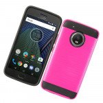 Wholesale Motorola Moto E4 Armor Hybrid Case (Hot Pink)